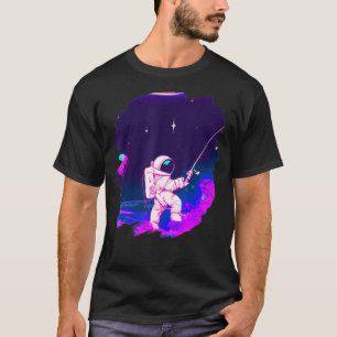 Astronaut Fishing Boat Space Ocean Lake Cool Fish T-Shirt