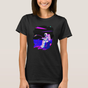 Astronaut Fishing Boat Space Ocean Lake Cool Fish  T-Shirt