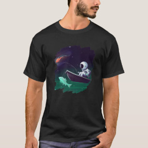 Astronaut Fishing Boat Space Ocean Lake Cool Fish T-Shirt