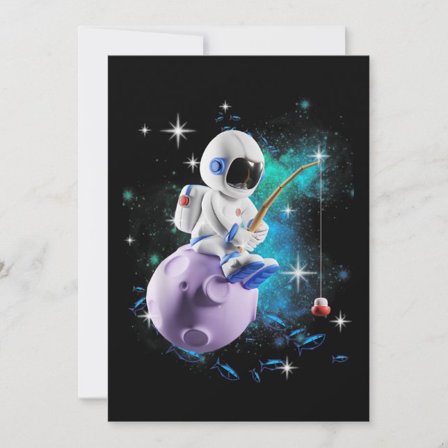 Astronaut Fishing In Outer Space Galaxy Save The Date (Front)