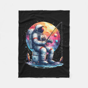 Astronaut Fishing In Space Boys Girls Kids Astrona Fleece Blanket