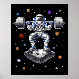 Astronaut Fitness Squats Poster