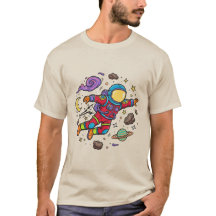 Astronaut Floating Galaxy Nebula Stars T-Shirt
