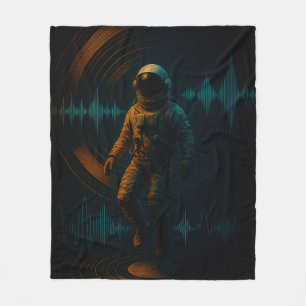 Astronaut Floating in Glitchwave Sound Art Fleece Blanket