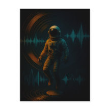 Astronaut Floating in Glitchwave Sound Art