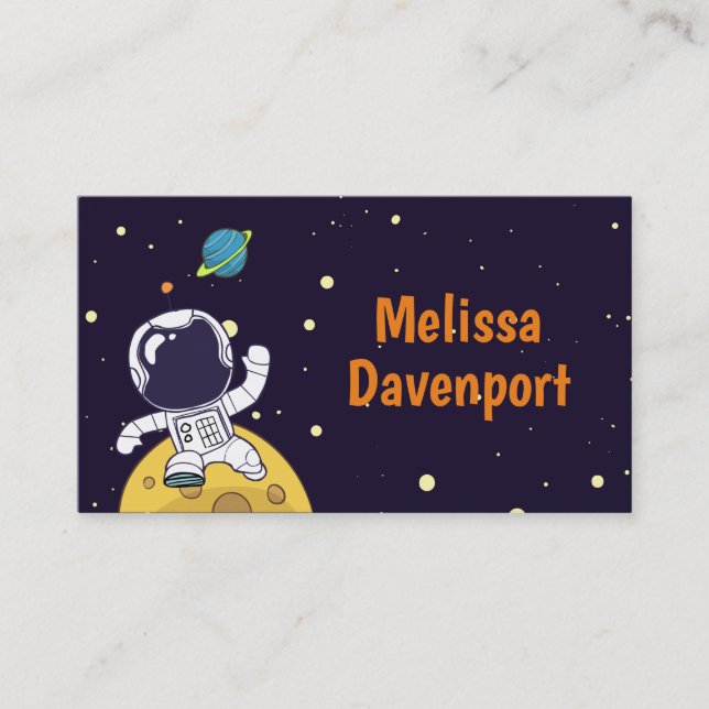 Astronaut Floating in Outer Space Business Card (Front)