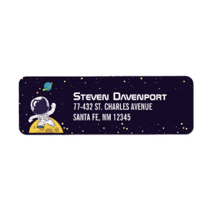 Astronaut Floating in Outer Space Illustration Return Address Label