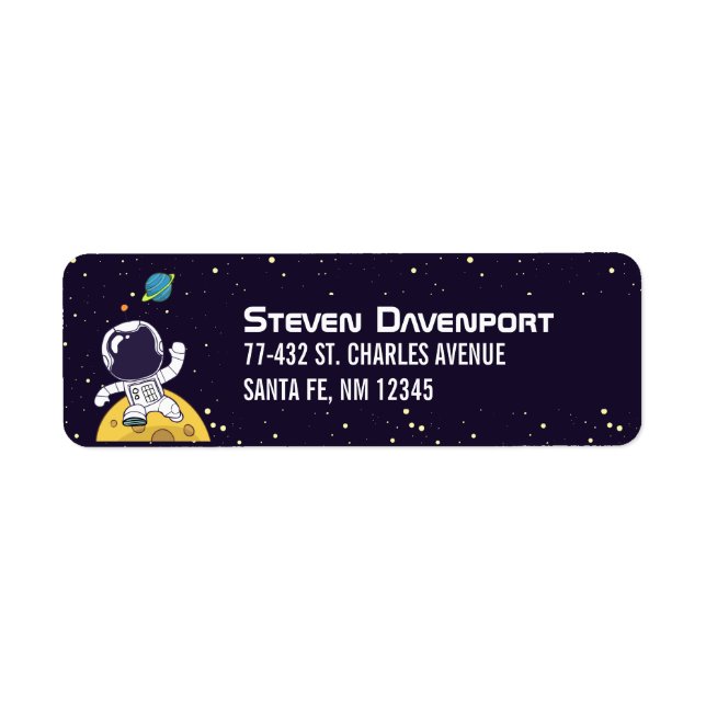 Astronaut Floating in Outer Space Illustration Return Address Label (Front)