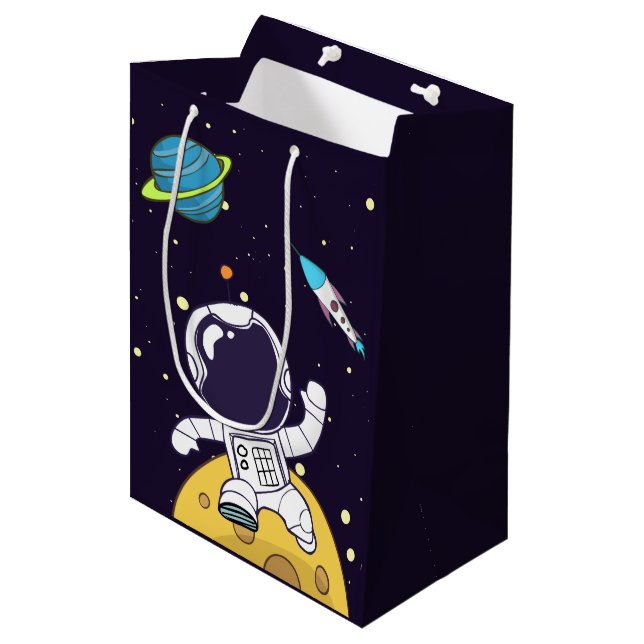 Astronaut Floating in Outer Space Medium Gift Bag (Front Angled)