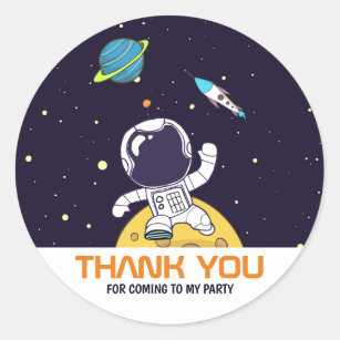 Astronaut Floating in Outer Space Thank You Classic Round Sticker