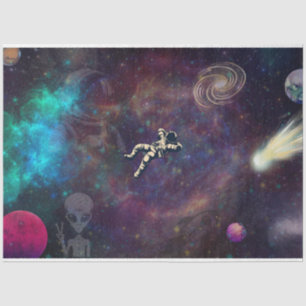 Astronaut Floating in Space Decoupage Paper