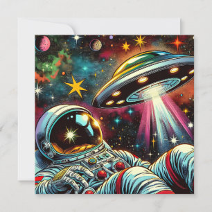 Astronaut Floating in Space with a UFO Ai  Art