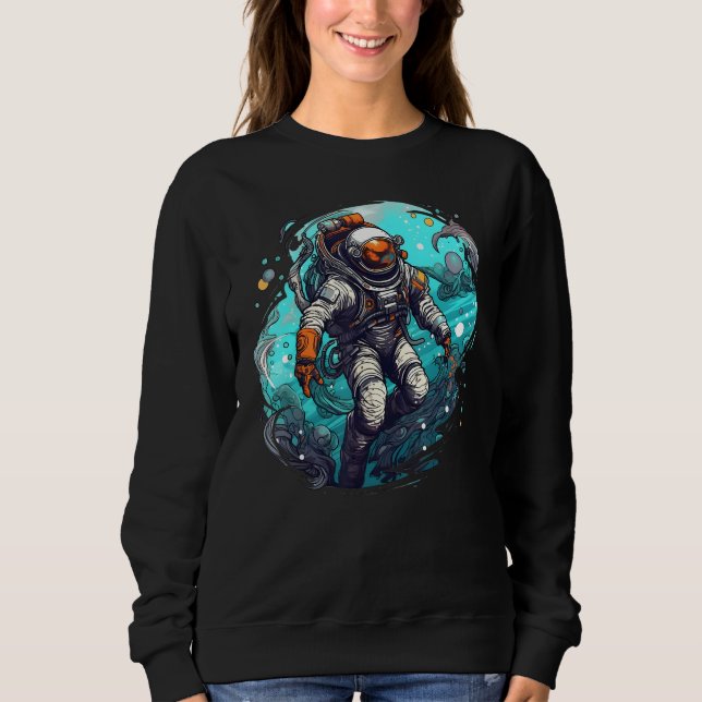 Astronaut Floating in the Water  Cool Astronaut Gr Sweatshirt (Front)
