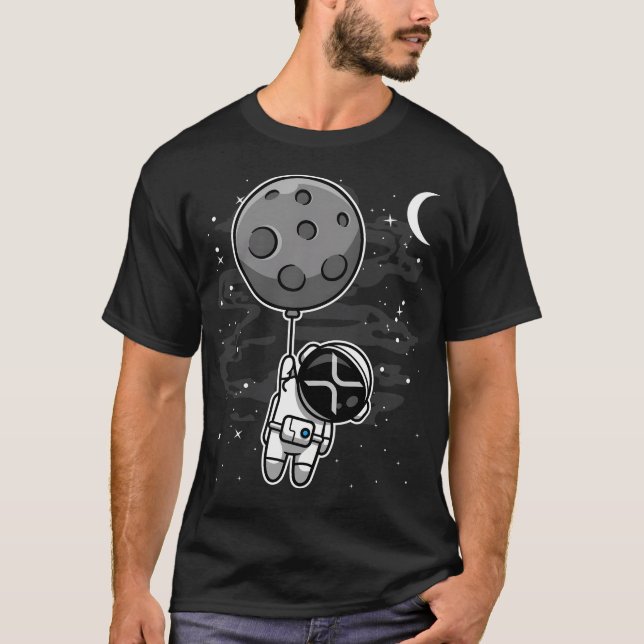 Astronaut Floating Ripple Xrp Coin To The Moon Cry T-Shirt (Front)