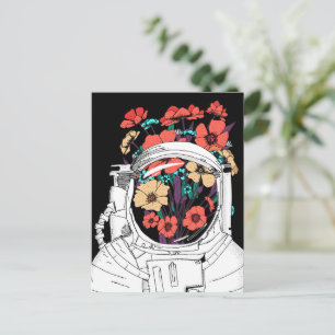 Astronaut Floral space art Postcard