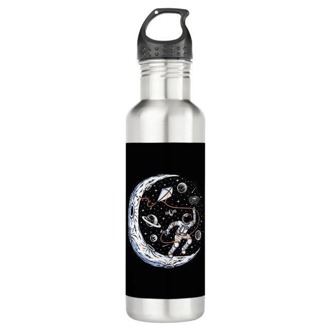 Astronaut Flying a Kite on the Moon 710 Ml Water Bottle (Front)