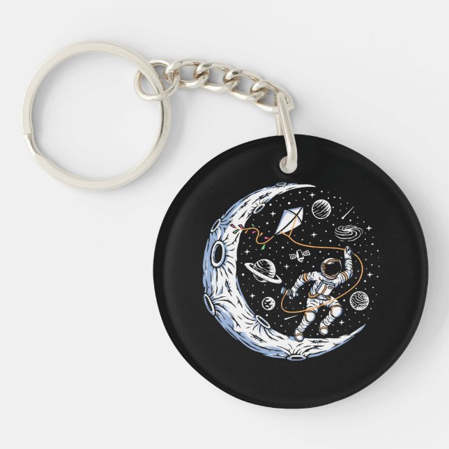 Astronaut Flying a Kite on the Moon Key Ring (Front)