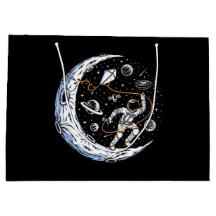 Astronaut Flying a Kite on the Moon Large Gift Bag