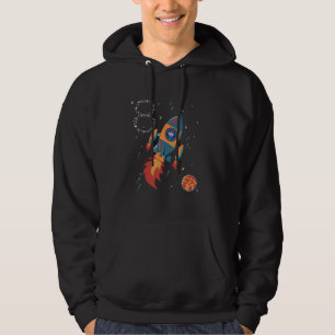 Astronaut flying into rocket in space 8th birthday hoodie