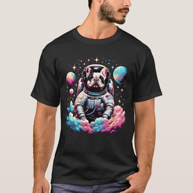 Astronaut French Bulldog Funny Space Frenchie on T-Shirt (Front)