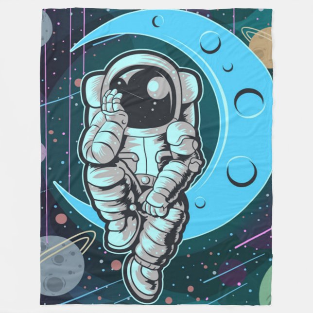 astronaut full colour fleece blanket (Front)