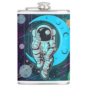 astronaut full colour hip flask