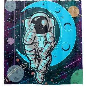 astronaut full colour shower curtain