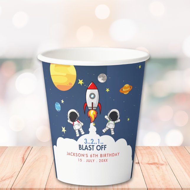Astronaut -  Funny Birthday Boy  Paper Cups (Creator Uploaded)