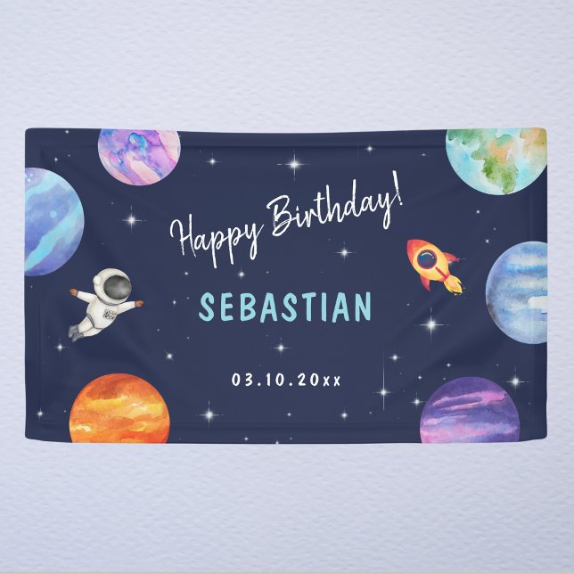 Astronaut Galaxy Birthday Blue Welcome Banner (Creator Uploaded)