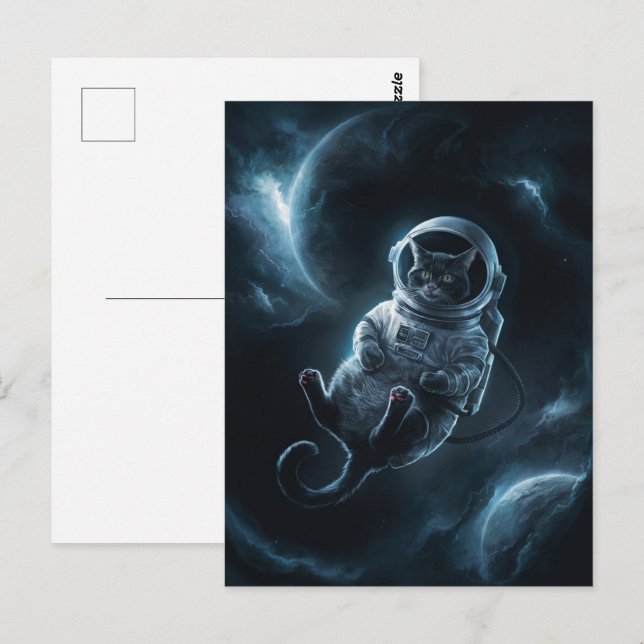 Astronaut Galaxy Planet Space Cat Kitten Kitty   Postcard (Front/Back)
