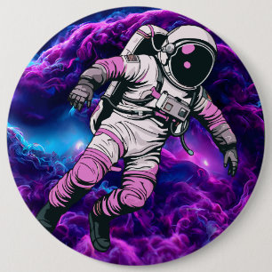 Astronaut Galaxy Purple Rose 6 Cm Round Badge