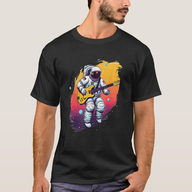 Astronaut Galaxy Space Music Guitar T-Shirt (Front)