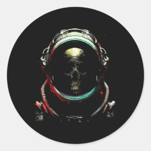 Astronaut Ghost Skeleton - Spooky Skull Halloween  Classic Round Sticker