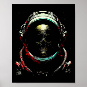 Astronaut Ghost Skeleton - Spooky Skull Halloween  Poster