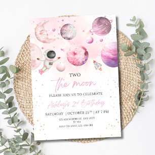 Astronaut Girl Birthday Outer Space Galaxy Planets Invitation