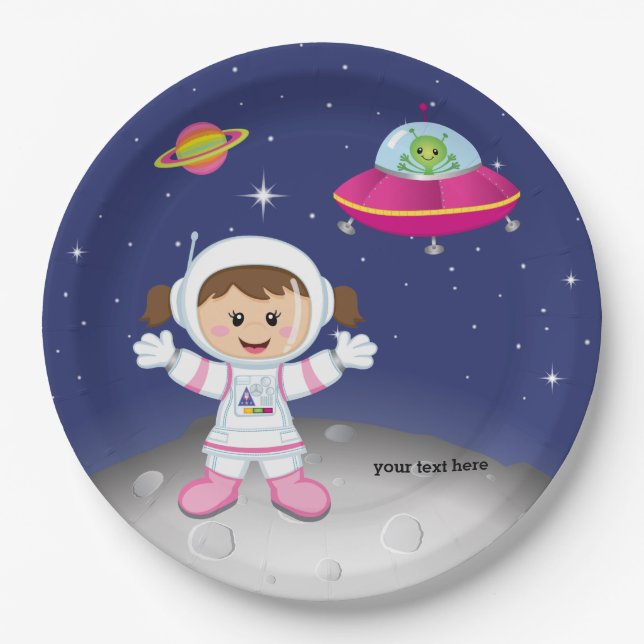 Astronaut girl paper plate (Front)