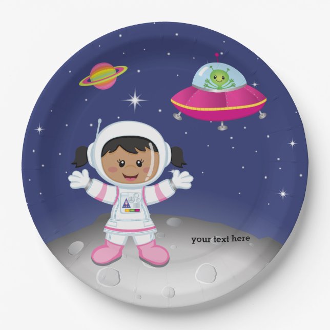 Astronaut girl paper plate (Front)