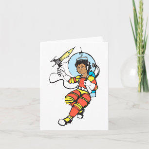 Astronaut Girl with Rocket Blaster Card