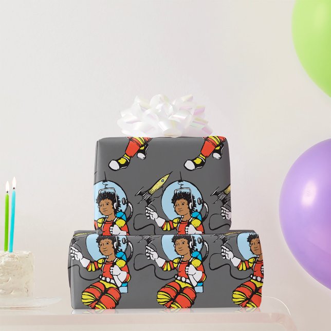 Astronaut Girl with Rocket Blaster Wrapping Paper (Creator Uploaded)