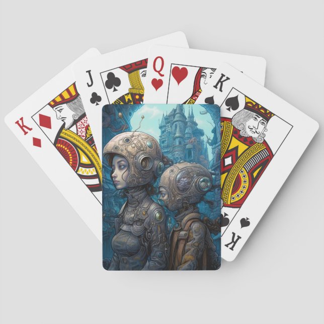 Astronaut Girls Surreal Science Fiction Playing Cards (Back)