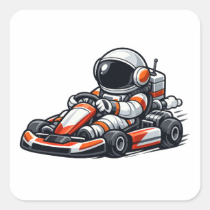 Astronaut Go-Kart Square Sticker