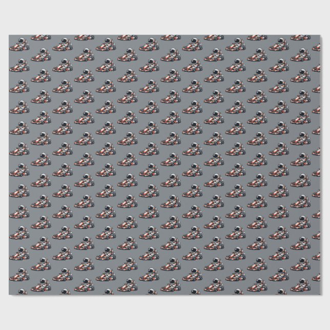 Astronaut Go-Kart Wrapping Paper (Flat)