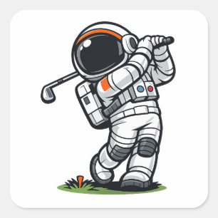 Astronaut Golf Square Sticker