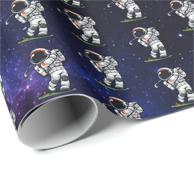 Astronaut Golf Wrapping Paper (Roll Corner)