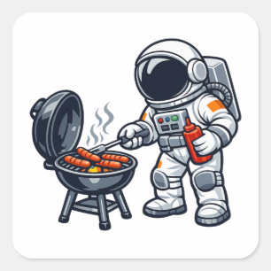 Astronaut Grilling Square Sticker