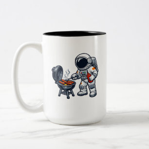 Astronaut Grilling Two-Tone Coffee Mug