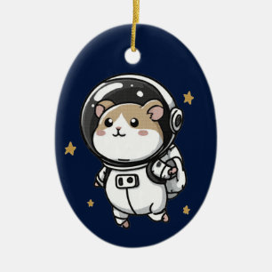 Astronaut Hamster Ceramic Ornament