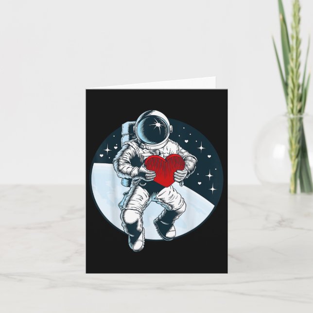 Astronaut Heart Love Planet Valentines Day Space B Card (Front)