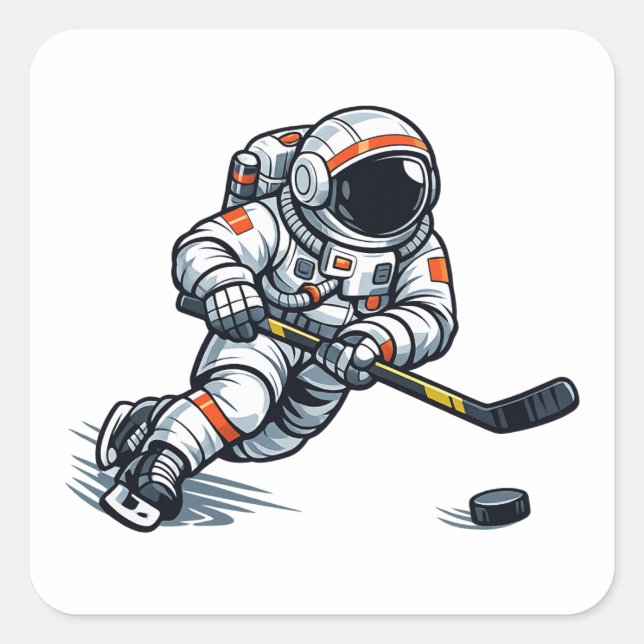 Astronaut Hockey Square Sticker (Front)