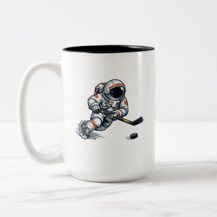 Astronaut Hockey Two-Tone Coffee Mug